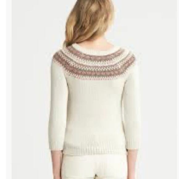 Banana Republic FAIR ISLE PULLOVER cream color size small - Picture 2 of 13